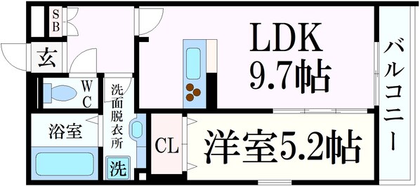 六甲道駅 徒歩4分 1階の物件間取画像